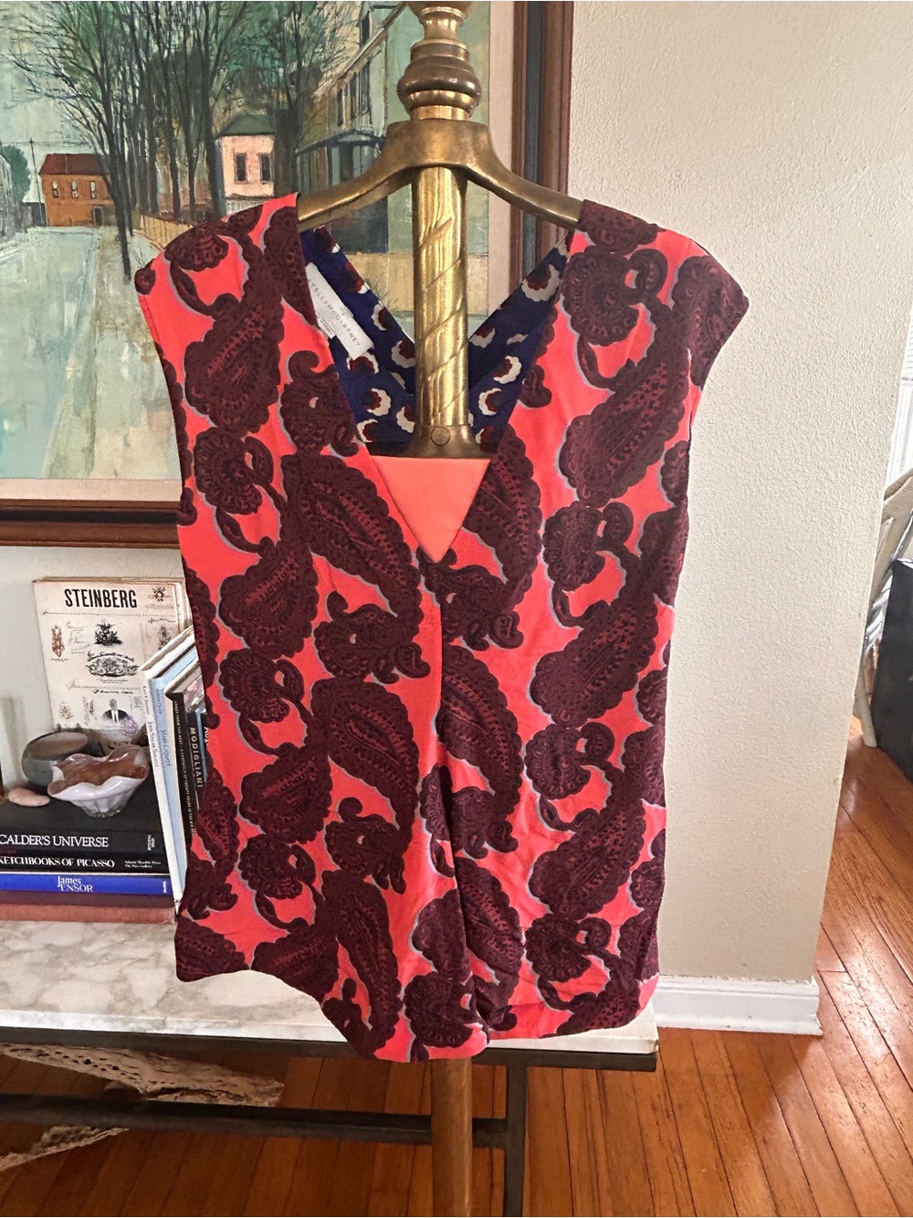 Stella McCartney Coral Sleeveless Camisole with Burgundy Paisley